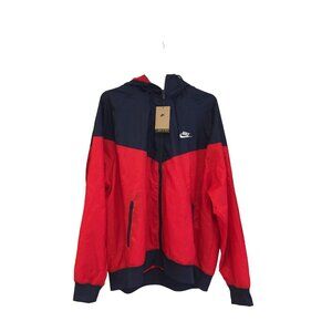 NIKE Men's XL The Windrunner Red Navy Zip Front Hooded Jacket